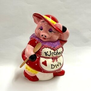 Charming Pig Cookie Jar with Red Hat